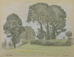 Georg Lührig, Felderlandschaft bei Annelles, Pastellkreide auf Papier