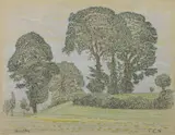 Georg Lührig, Felderlandschaft bei Annelles, Pastellkreide auf Papier