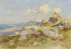 Südliche Küstenlandschaft by Edward Harrison Compton, Aquarell auf Papier, sold May 2016