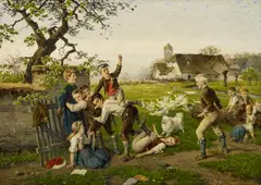 Fritz Beinke, Spielende Kinder, Öl auf Leinwand