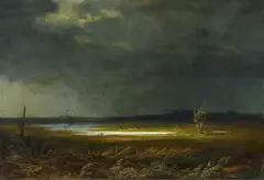 Christian Kröner, "Abenddämmerung im Bruch", Öl auf Leinwand
