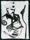 Jonathan Meese, Ohne Titel, Tusche auf Japan