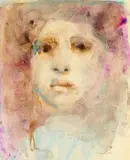 Léonor Fini, Ohne Titel (Gesicht eines Mädchens), Aquarell auf Velin