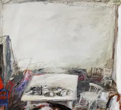 "Interieur" by Klaus Fußmann, Öl auf Karton, sold Jun 2016