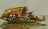 Albert Kappis, Fischerboot, Öl auf Holz