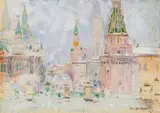 Robert Sterl, Wintertag in Moskau, Aquarell/Gouache auf Papier