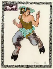 Bertold Löffler, Faun, India ink, gouache on paper