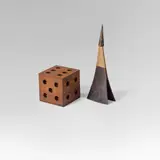 Carl Auböck, Candelholder in the form of a dice & scultpure, wood, bronze