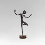 Hagenauer, Dancer°, brass, patinated; wooden base