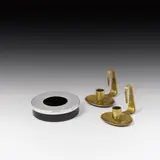 Hagenauer, Pair of candlesticks & ashtray, metal, partly patinated