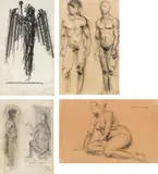 Franz Hagenauer, Mixed lot: 2 studies & 2 drawings
