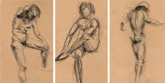 Franz Hagenauer, Mixed lot: 3 studies, chalk on paper