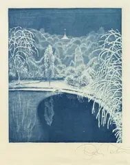 Richard Teschner, Winter landscape, lithography