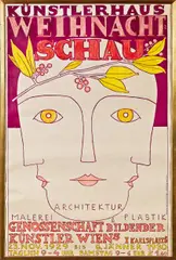 Bertold Löffler, poster: Künstlerhaus Weihnachtsschau. Architektur. Malerei. Plastik., 1929, print