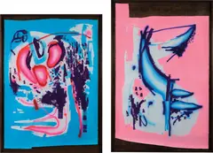 Aaron Curry, Negative Pink, 2007, ink, gouache and acrylic on paper, in 2 parts