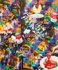 Handy Dandy Andy Dance by Kenny Scharf, 2005, acrylic, oil and silkscreen on canvas, sold May 2016