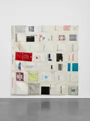 Jac Leirner, Composition, 1991, found plastic bags and polyurethane foam