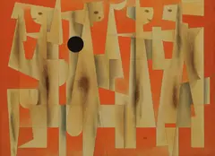 Carlos Mérida, El disco negro, 1962, petroplastic on wood
