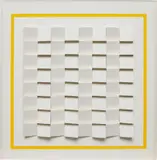 Víctor Valera, Relieve en blanco, 1979, painted wooden modules mounted on wood and formica panel