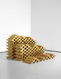 Aldo Chaparro, 198 ingots, 2006, gold paint on wood, in 198 parts