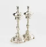 Odilón Marmolejo, Candelabros, 2016, silver with embossing and sgraffito