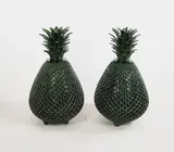 Hilario Alejos Madrigal, Par de piñas verdes grandes con tapa, 2016, glazed clay, in two parts