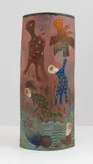 Pez del Rio by Manuel Mendive, 2004, oil and seashells on wood, sold May 2016