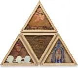 Adolfo Patiño, 4 works: i) Autorretrato de Frida Kahlo pensando en mi y yo pensando en la muerte II ii) Autorretrato pensando en el cosmos iii) El árbol de la vida iv) Códices, 1990, acrylic, paint, branches and paper assemblage in artist frame, in four parts