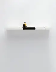 Black Drips by Liliana Porter, 2010, acrylic on wood with porcelain figurine, offered May 2016