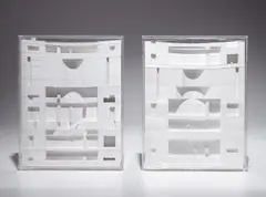 Marco Maggi, Profile Boxes (a&b), 2006, cut paper in Plexiglas case, in two parts