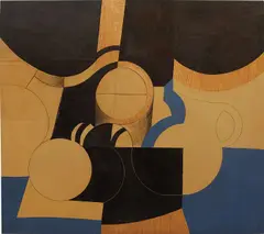 Carlos Rojas, Jarras de agua, 1961, collaged paper and pencil on board