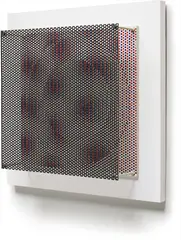 Antonio Asis, Círculo Rojo y Negro Sobre Blanco, 1970, oil and metal screen on wood