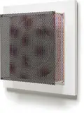 Antonio Asis, Círculo Rojo y Negro Sobre Blanco, 1970, oil and metal screen on wood