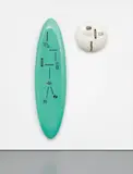 Fabio Kacero, Untitled, 1994, polyfan, foam and stickers over shaped plywood, in two parts