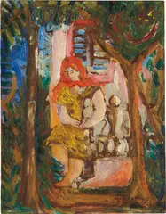 Mariano Rodríguez, En el parque, 1942, oil on wood