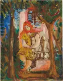 Mariano Rodríguez, En el parque, 1942, oil on wood