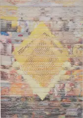 Margo Wolowiec, Crumpled in the Backseat, 2014, dye-sublimation ink and fabric dye on handwoven polyester, cotton and linen