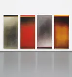 John Knuth, Stellar Dispersion, 2015, acrylic/flyspeck on canvas over panel, in 4 parts