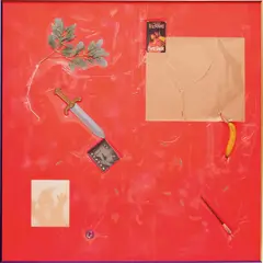 MRSTABU by Alex Da Corte, 2013, foam, flocked plastic sage, plastic sword, Scream Motion Picture Soundtrack CD, gold mirror film, rubber banana, rubber , offered Sep 2016