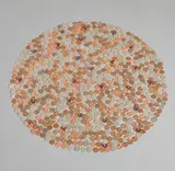 Tony Feher, Untitled (Ruby Begonia), 2000, pennies, nickels, dimes and iridescent ruby red marbles