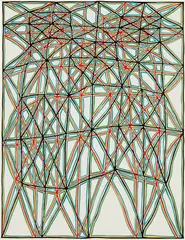 James Siena, Shifted Lattice with alternating coffers, 2006, gouache on board