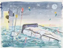 Frank Moore, Study for Beacon I, 1998, pen, gouache and watercolor on paper