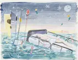 Frank Moore, Study for Beacon I, 1998, pen, gouache and watercolor on paper