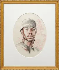 Kehinde Wiley, Passing/Posing Untitled 4, 2005, graphite on paper, in artist's frame