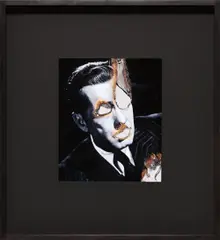 Douglas Gordon, Self portrait of you + me, (Humphrey Bogart), 2006, burnt gelatin silver print ash on mirror, in artist's frame