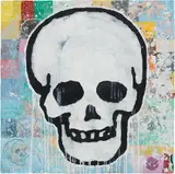Donald Baechler, Skull, 2008, gesso, flashe and paper collage on paper
