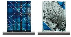 Yet Untitled by Dashiell Manley, 2013, double-sided: gouache, watercolor, ink, canvas and acrylic sheet, in artist's frame, with shelf, offered Sep 2016