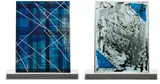 Dashiell Manley, Yet Untitled, 2013, double-sided: gouache, watercolor, ink, canvas and acrylic sheet, in artist's frame, with shelf