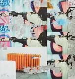Brendan Lynch, Young Chop, 2013, posters, aluminum leaf and paint on wood panel
