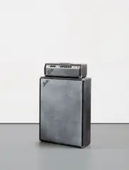 Kaz Oshiro, Fender Showman Amp with Cabinet #2 (Duct Tape & Cigarette Burn), 2002, acrylic and Bondo on stretched canvas over wood, in 2 parts
